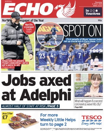 Liverpool Echo Frontpage (Before match)