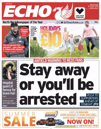 Liverpool Echo Frontpage (Before match)