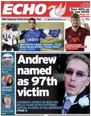 Liverpool Echo Frontpage (Before match)