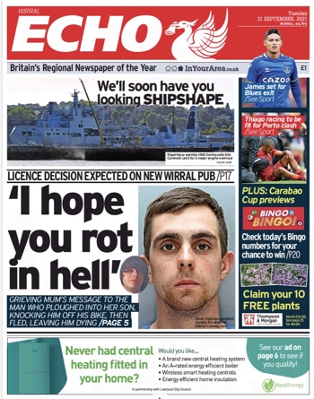 Liverpool Echo Frontpage (Before match)