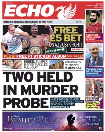 Liverpool Echo Frontpage (Before match)