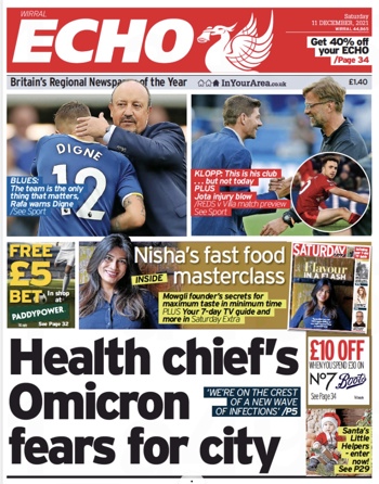 Liverpool Echo Frontpage (Before match)