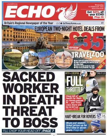 Liverpool Echo Frontpage (Before match)