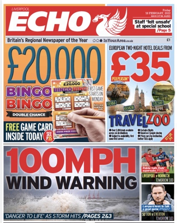 Liverpool Echo Frontpage (Before match)