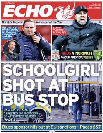 Liverpool Echo Frontpage (Before match)