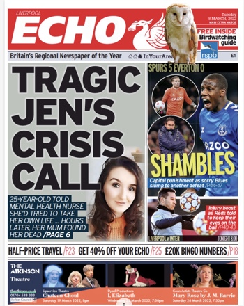 Liverpool Echo Frontpage (Before match)
