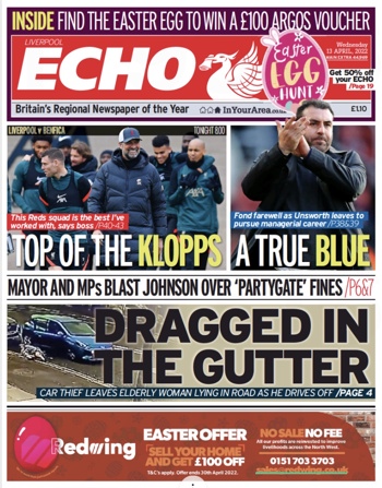 Liverpool Echo Frontpage (Before match)