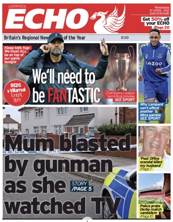 Liverpool Echo Frontpage (Before match)