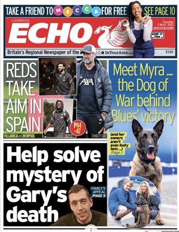 Liverpool Echo Frontpage (Before match)