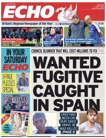 Liverpool Echo Frontpage (Before match)