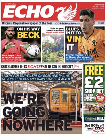 Liverpool Echo Frontpage (Before game)