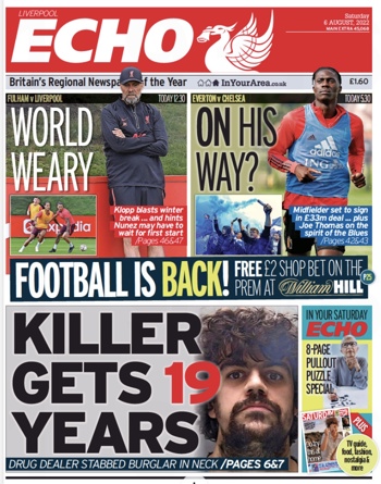 Liverpool Echo Frontpage (Before game)