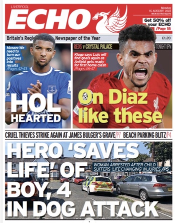 Liverpool Echo Frontpage (Before match)