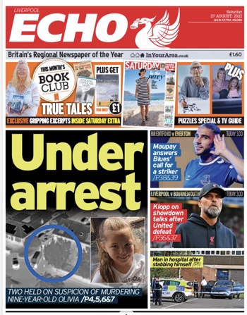 Liverpool Echo Frontpage (Before match)
