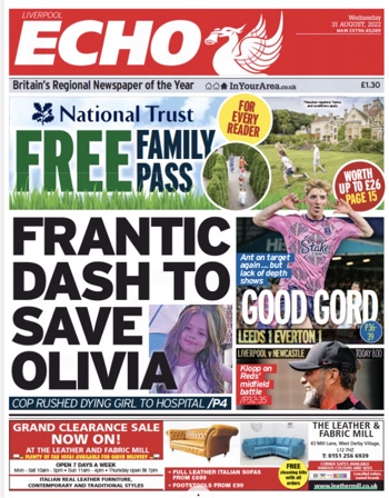 Liverpool Echo Frontpage (Before match)