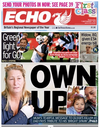 Liverpool Echo Frontpage (Before match)