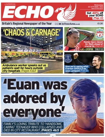 Liverpool Echo Frontpage (Before match)