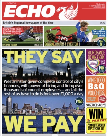 Liverpool Echo Frontpage (Before match)