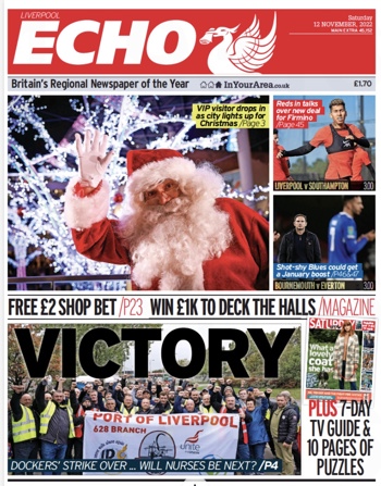 Liverpool Echo Frontpage (Before match)
