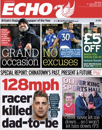 Liverpool Echo Frontpage (Before match)