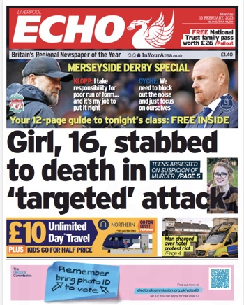 Liverpool Echo Frontpage (Before match)