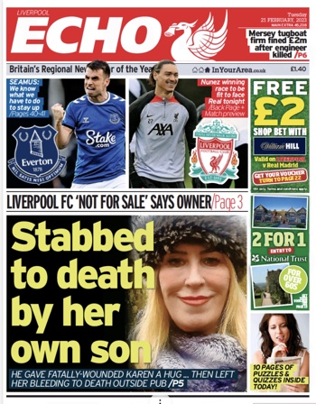 Liverpool Echo Frontpage (Before match)