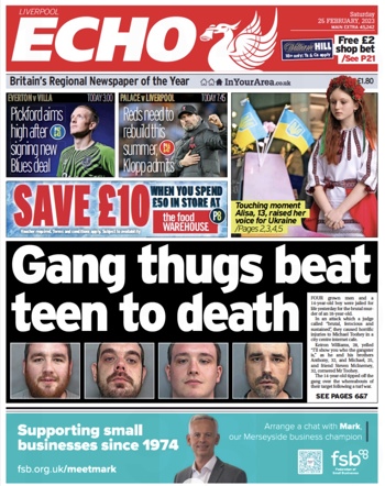 Liverpool Echo Frontpage (Before match)