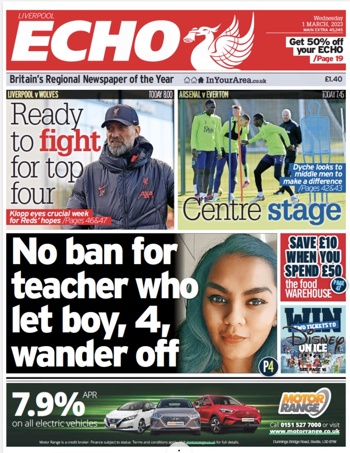 Liverpool Echo Frontpage (Before match)