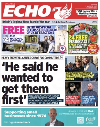 Liverpool Echo Frontpage (Before match)