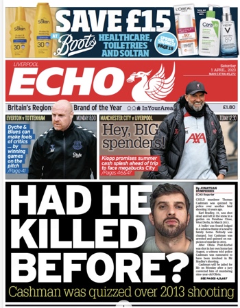Liverpool Echo Frontpage (Before match)
