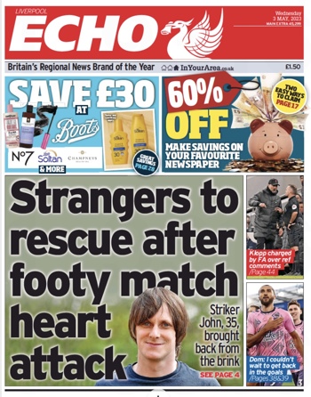 Liverpool Echo Frontpage (Before match)