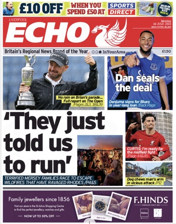 Liverpool Echo Frontpage (Before match)