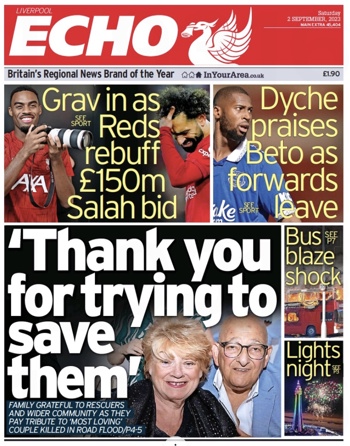 Liverpool Echo Frontpage (Before match)