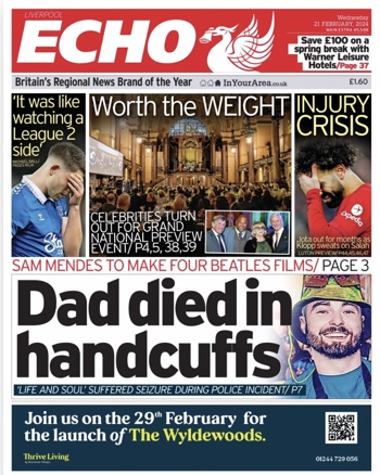 Liverpool Echo Frontpage (Before match)
