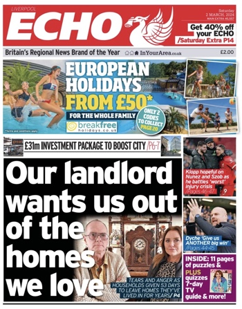 Liverpool Echo Frontpage (Before match)