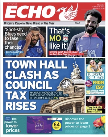 Liverpool Echo Frontpage (Before match)