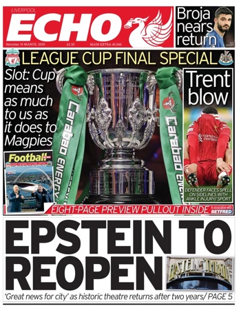 Liverpool Echo Frontpage (Before match)