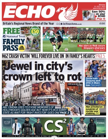 Liverpool Echo Frontpage
