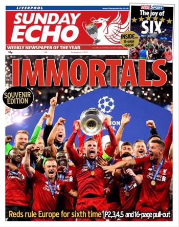 Liverpool Echo Sunday Frontpage