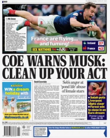 Mail On Sunday Backpage
