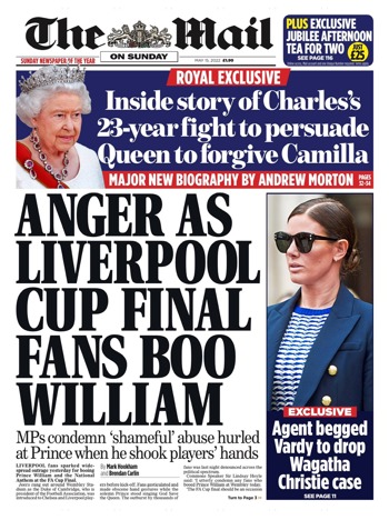 Mail On Sunday Frontpage