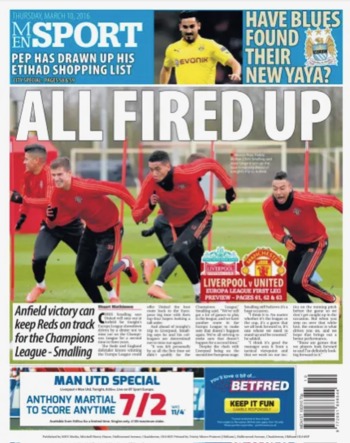 Manchester Evening News Backpage (Before match)