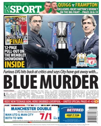 Manchester Evening News Backpage (Before match)