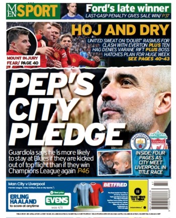 Manchester Evening News Backpage (Before match)