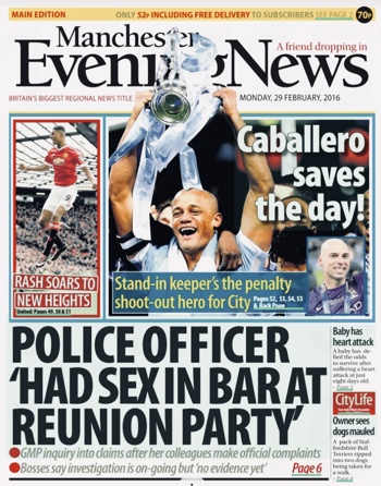 Manchester Evening News Frontpage