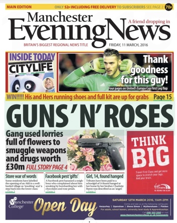 Manchester Evening News Frontpage