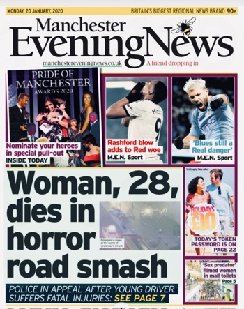 Manchester Evening News Frontpage