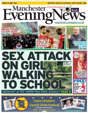 Matchester Evening News Frontpage