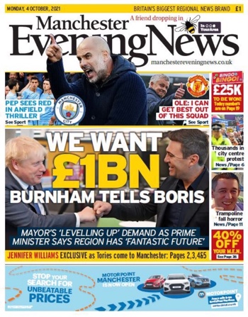 Manchester Evening News Frontpage