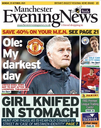 Manchester Evening News Frontpage